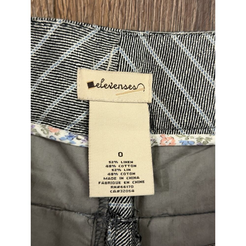 Elevenses Pants Linen Sz 0 Gray Dress Front Detail Striped Wide Leg Boho Office - Picture 3 of 3
